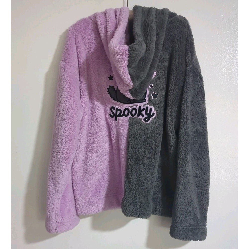 Pusheen Spooky Ghost Hoodie Size Small Split Purple Gray Halloween Fleece - Picture 5 of 7